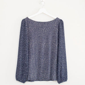 LOFT Tops - LOFT Long Sleeve Navy Dot Blouse M LOFT Tops - LOFT Long Sleeve Navy Dot Blouse M